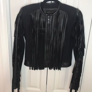 BCBG leather fringe Jacket